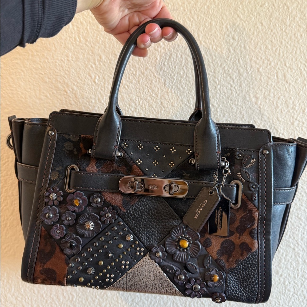 RARE Coach Embellished Patchwork Leather Handbag FREE SHIPPING